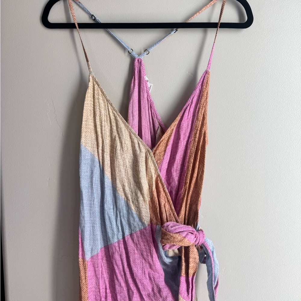 O’Neill boho wrap sundress tie waist beach vacay surf brand colorblock maxi XL - Picture 3 of 7